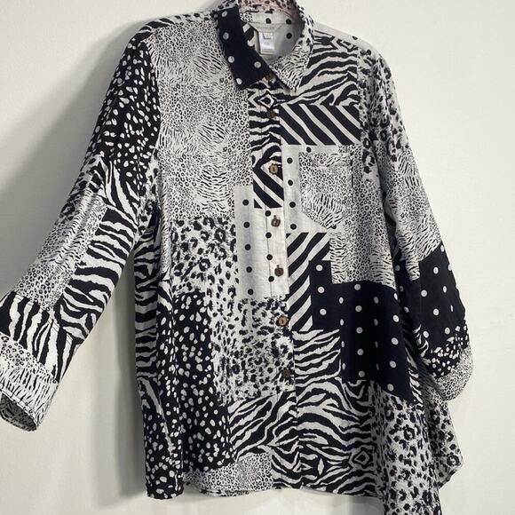 Multiples Boho Top Mixed Media Patchwork Asymmetrical Art to Wear Women's Large - Picture 4 of 10